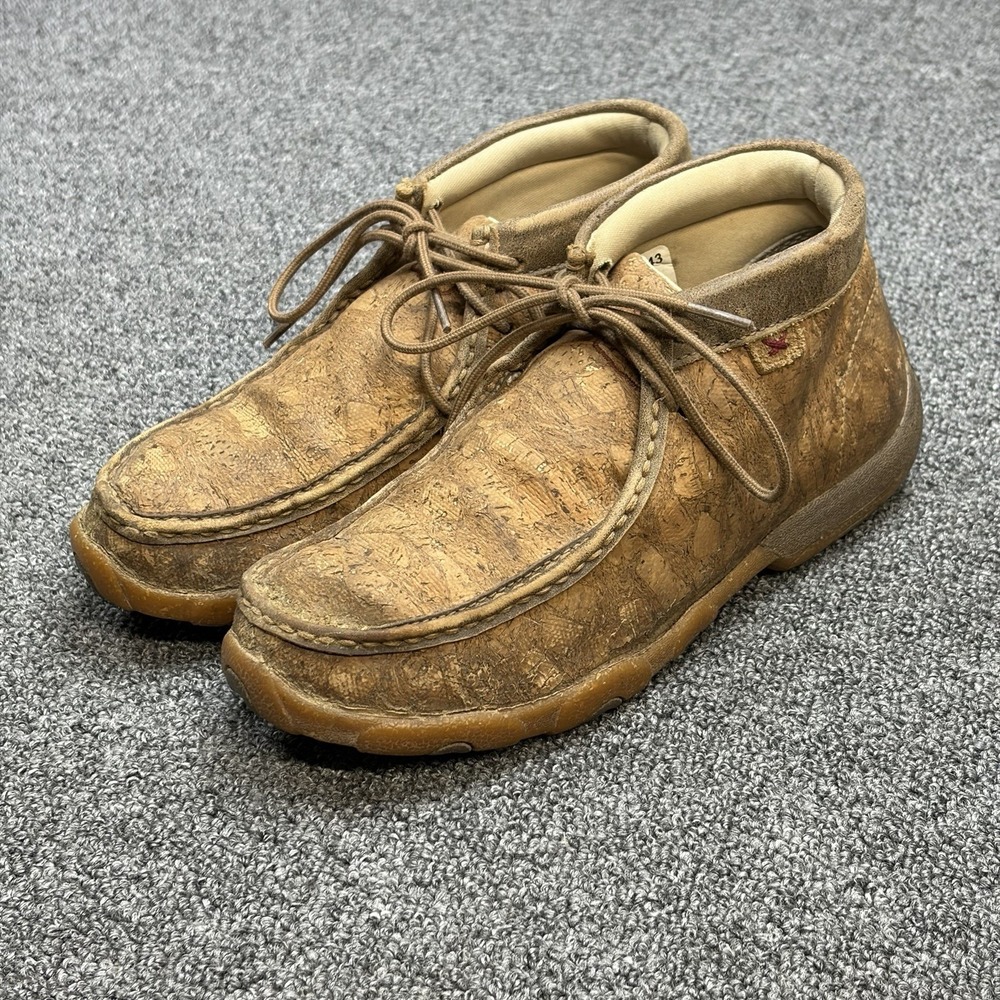 Twisted X Women's 6M Chukka Driving Moc Cork Leather Upper Lace-Up Shoes Tan
